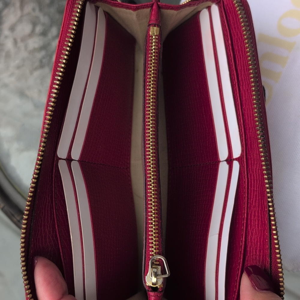Chloe Red Leather Zip Around Bow Wallet With Dustbag - Picture 9 of 14